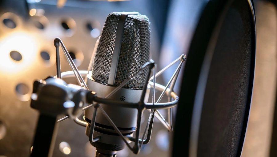 Studio microphone used to record brand messages