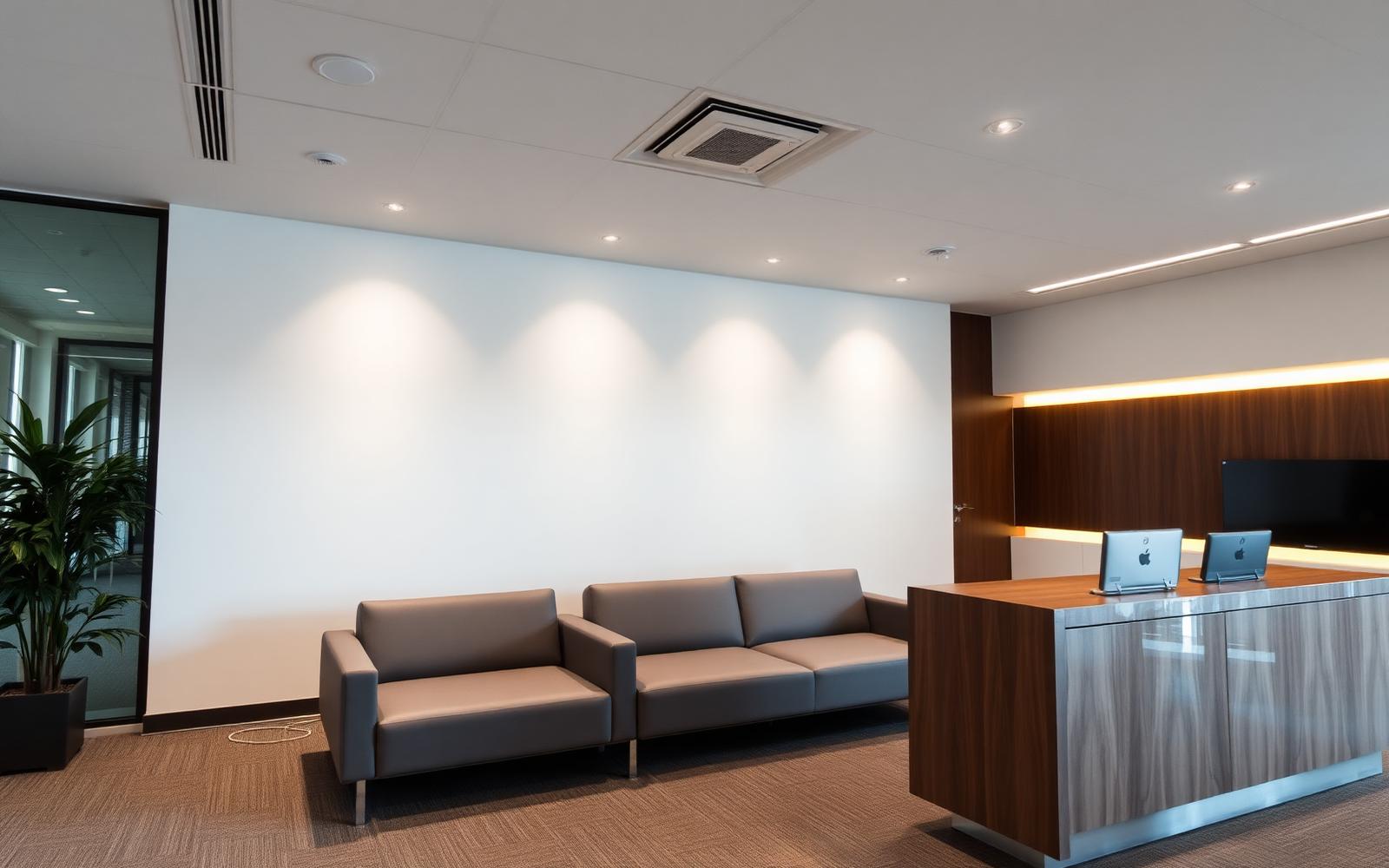 Office reception area with seating