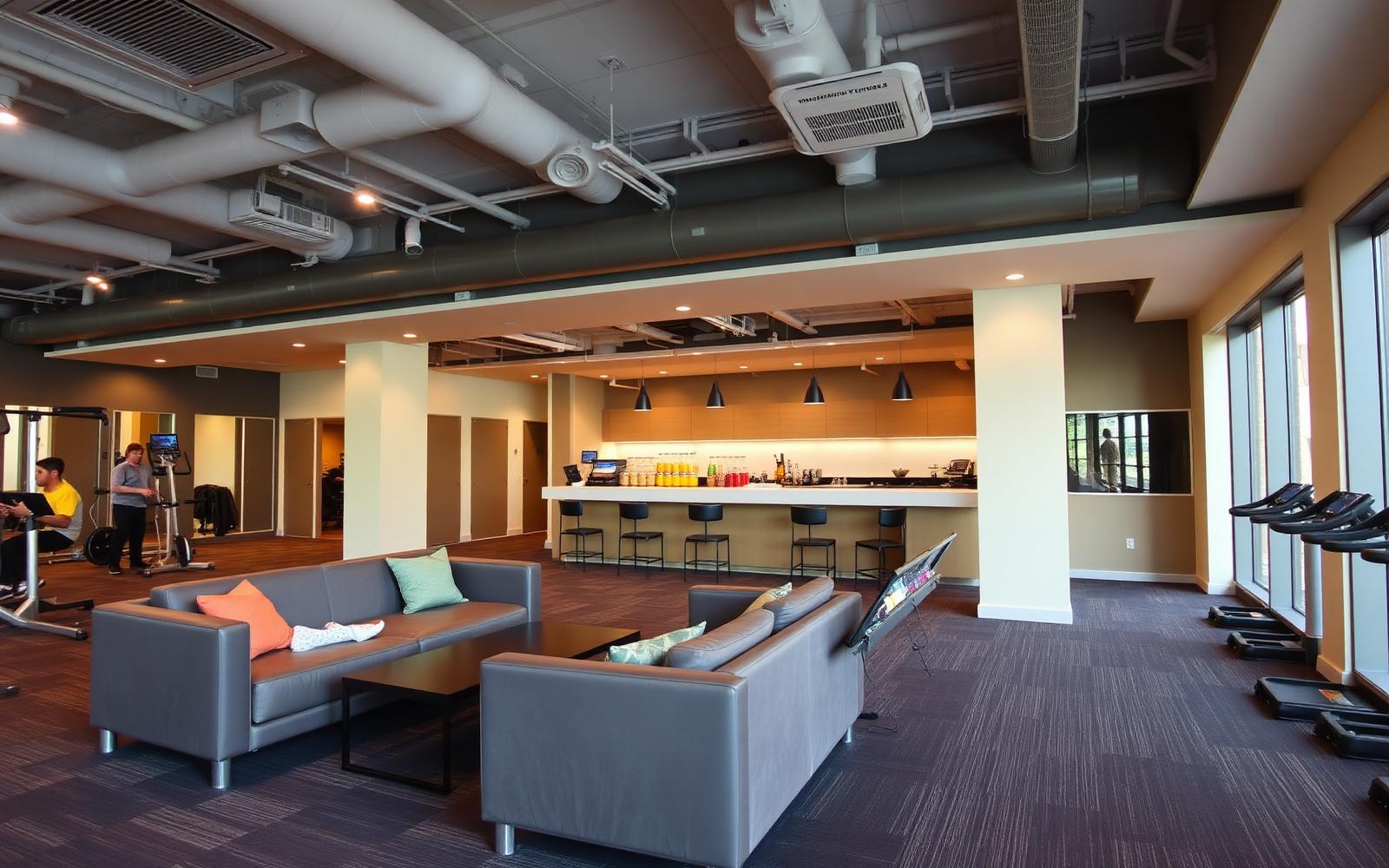 Fitness club member lounge