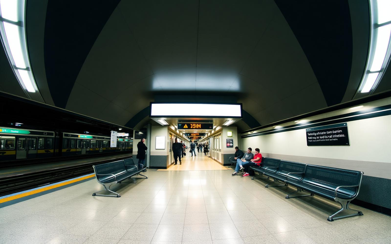 Passengers waiting at a transit station